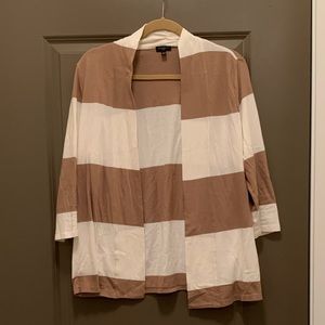 Talbots Tan and Cream Striped Cardigan